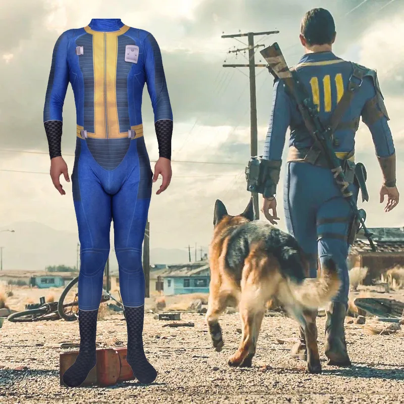 Adult Kids Game Fallout 4 Vault Suit Cosplay Costume Zentai Halloween Party Bodysuit Suit Jumpsuits