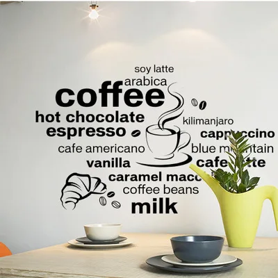 Креативные DIY настенные наклейки простые буквы кофейные черные золотые обои