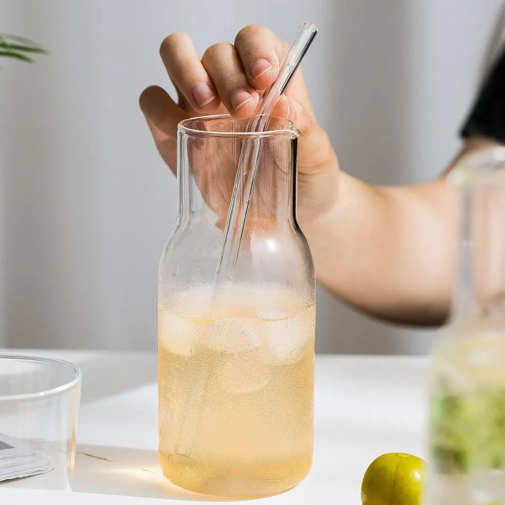 Transparent Water Carafe With Tumbler Glass Cup Sets Bedside Pitcher High Temperature Resistance Bottle Drinkware Supplies | Дом и сад