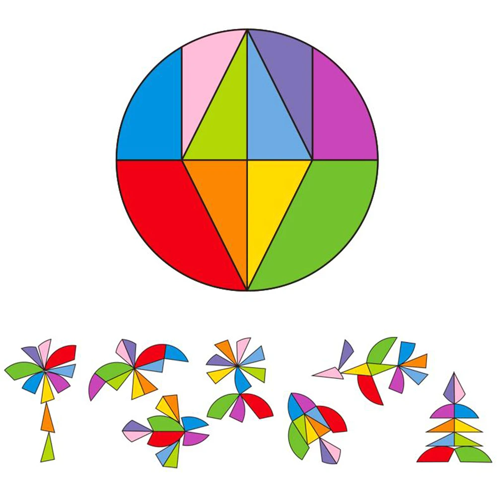 Kids Wooden Colorful Tangram Jigsaw Puzzles DIY Intelligence Develop Toy Early Learn Educational Toys For Baby infant