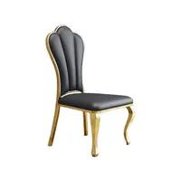 Modern hotel dining room side chair upholstered from china Dinning room chairs with black seat and gold stainless steel frame