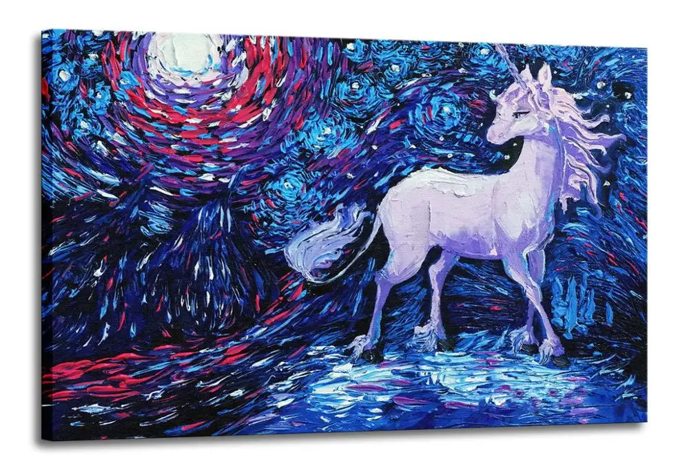 Kopen Handgemaakte Paard Wall Art Olieverfschilderij Abstract Olieverfschilderij De Eenhoorn Thuis Wall Decor Unframed Dik Geweven