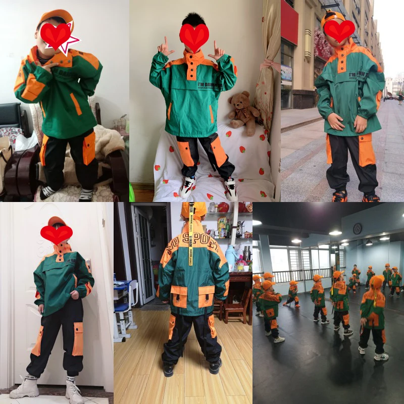 

Hip Hop Costume Boys Long Sleeve Jacket Pants Street Dancing Clothes Kids Stage Performance Jazz Dance Wear Children