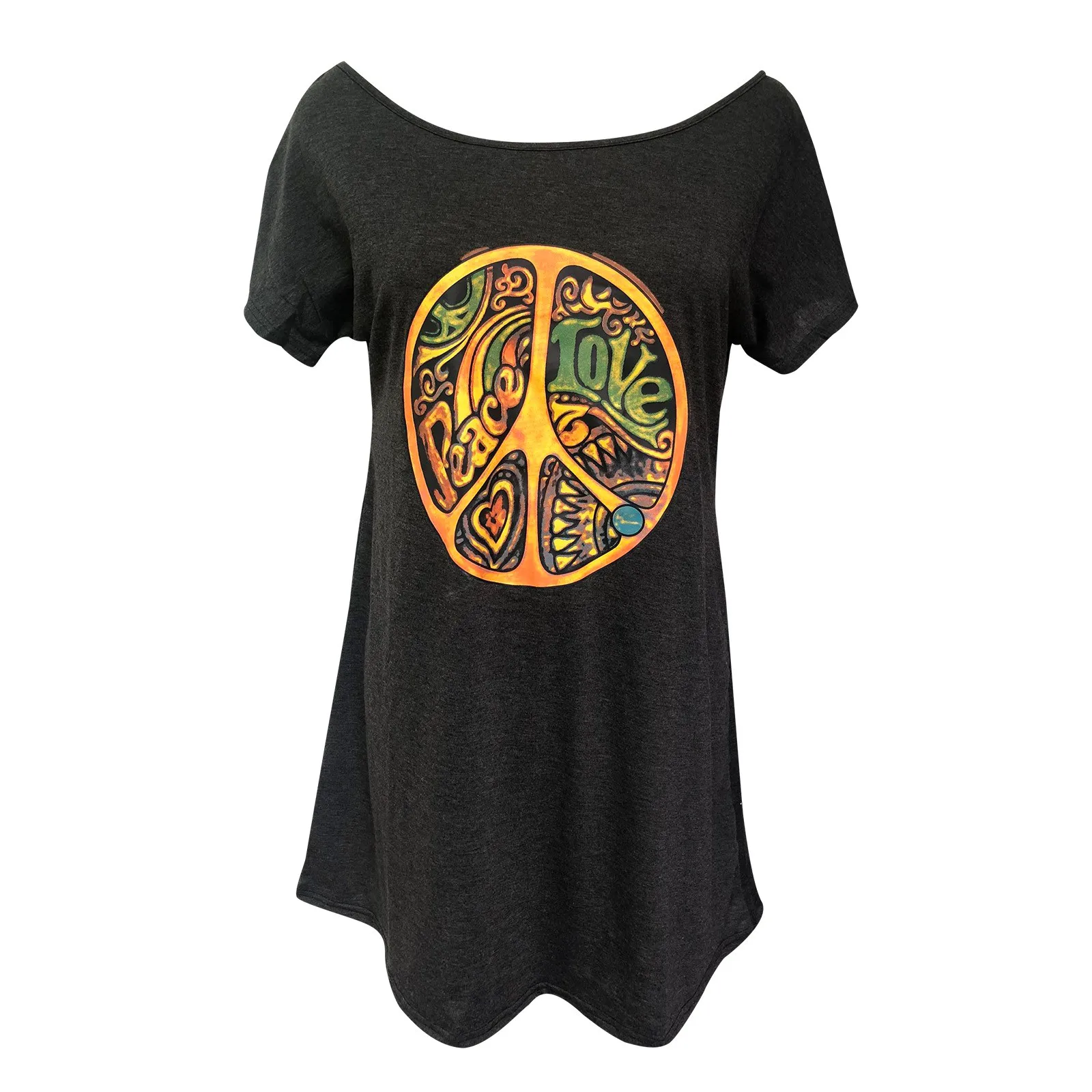 

Summer Women T-Shirt Fashion Streetwear Loose Short Sleeve One-Line Neck Printed Cotton Long Tops Female Casual Loose T Shirt#35