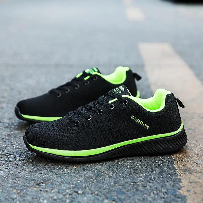 

Big Size Light Weight Air Mesh Men's Sneakers Women Sport Shoes Men Running Shoes Men 2021 Sports Tennis Black Green GMB-2113