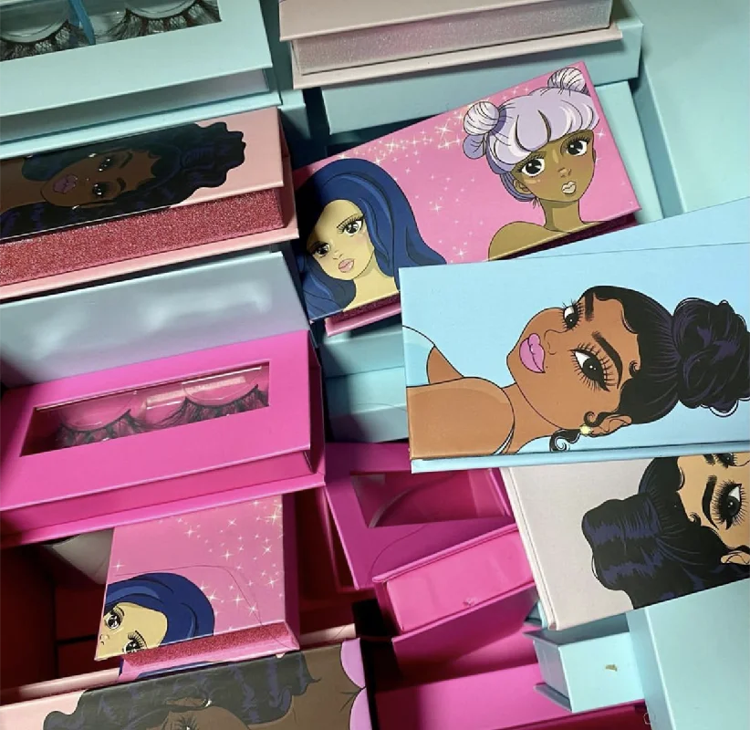 

Girl Eyelash Packaging Wholesale Colorful Rectangle Lashes Case New Lash Boxes Bulk 25mm Mink Lashes packaging Box makeup