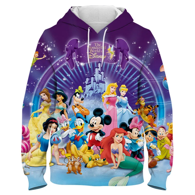 

Hooded Sweatshirts For Men Disney Mickey Minnie Mouse 3D Print Women Hoodies Streetwear Cartoon Anime Boy Girl Kids Clothes