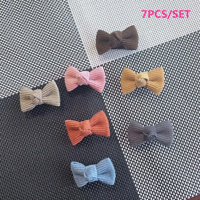 A-7PCS 2/14 шт. детские вельветовые 4,5 см заколки для волос резинки Заколки для волос для девочек, детей дошкольного возраста, женские аксессуары для волос - Цвет: A-7PCS