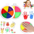 Детская картина пальцами, 6 цветов, чернильная подкладка, штампы, игрушки сделай сам, рукоделие, изготовление открыток, круглые детские развивающие интерактивные игрушки для рисования