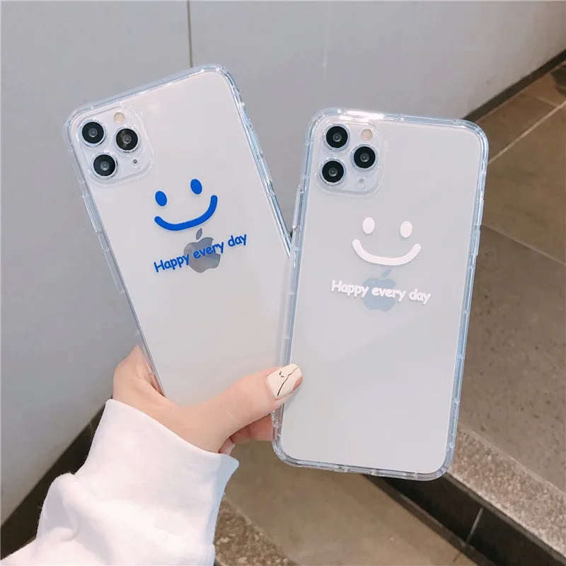 

INS Korea Smiley phiz letter phone case For Apple iPhone11 12Pro max 7 8plus XR XS MAX 13Pro Max 13Mini clear TPU backcover