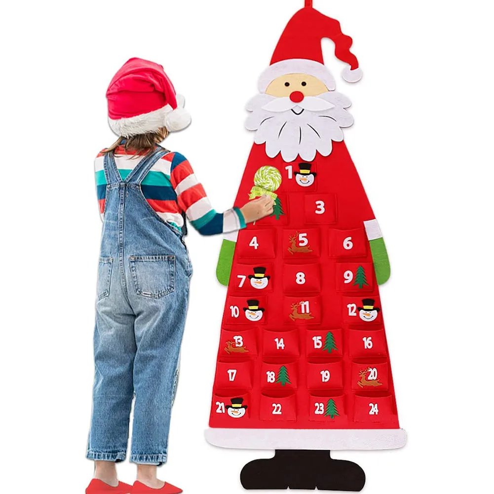 

Felt Advent Calendar Fabric Christmas Hanging Pendant Santa Claus Ornaments DIY Advent Calendar Christmas Decoration Hot Sale