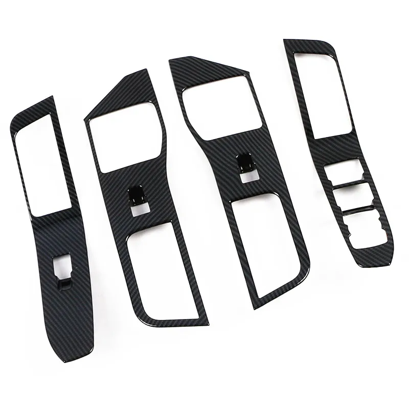 

For Ford Explorer 2020 2021 LHD Accessories Chrome / Carbon fiber Car Window Switch Cover Window Control Panel Trim Car styling