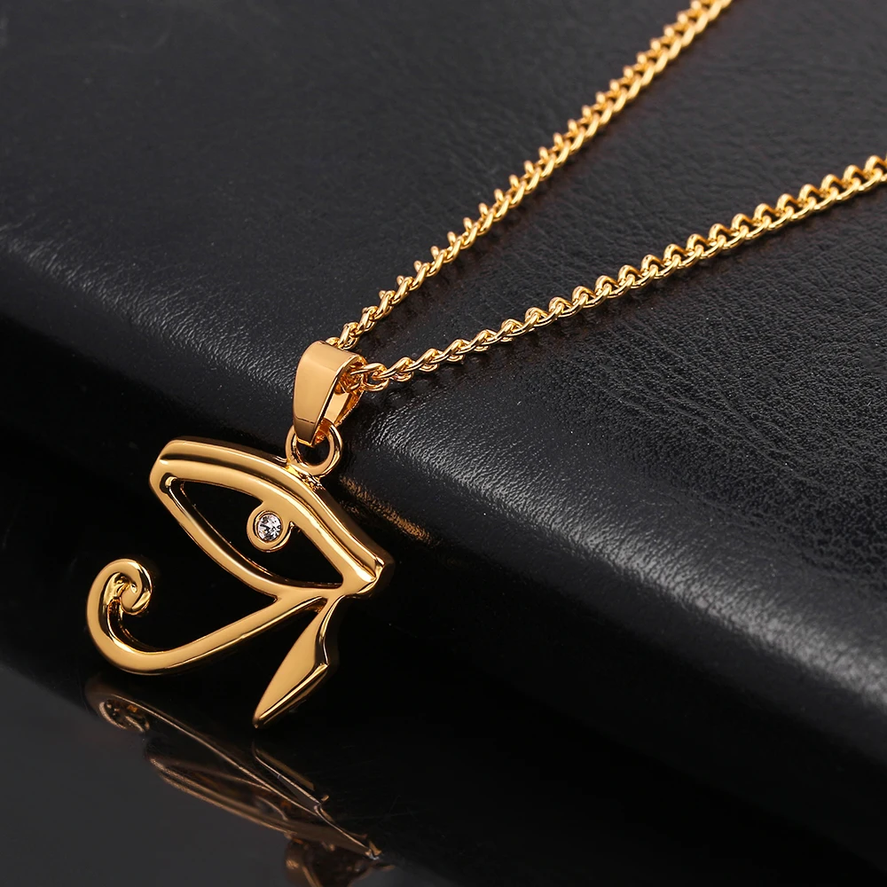 Gold color Ancient Egyptian Pharaoh Eye of Horus pendant necklace Egyptian Gods Power Eye Necklace for Women Men Jewelry Charms