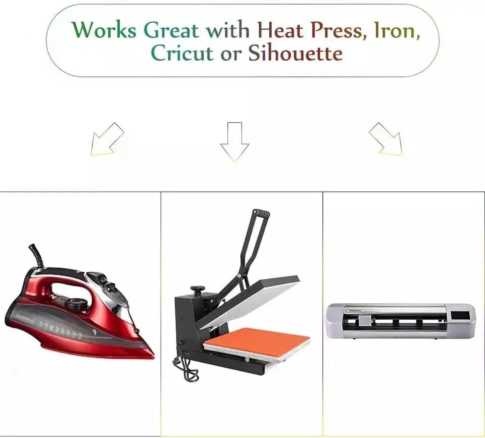 Блестящий винил для теплопередачи 12 × 10 дюймов 1 лист переводной нанесения утюга