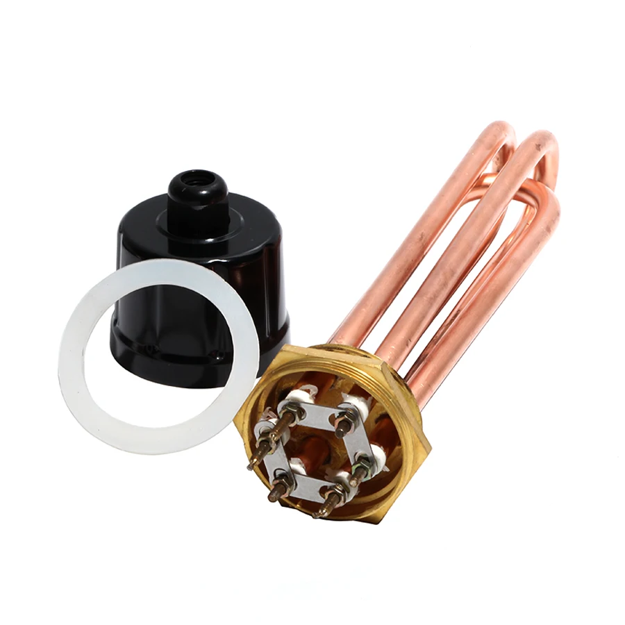 Трубчатый погружной нагреватель, 2 дюйма/DN50, диаметр 10 мм, 110 В/220 В/380 В, медный Электрический нагревательный элемент 3 кВт/6 кВт/9 кВт/12 кВт