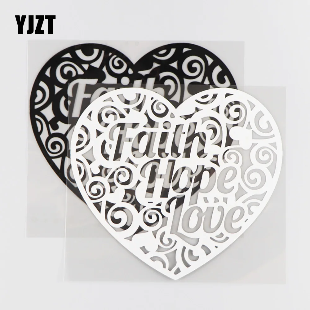 

YJZT 15,5 × 14,1 см забавная мультяшная виниловая наклейка автомобильная наклейка с надписью Faith Hope Love Word украшает черный/серебряный цвет 4C-0282
