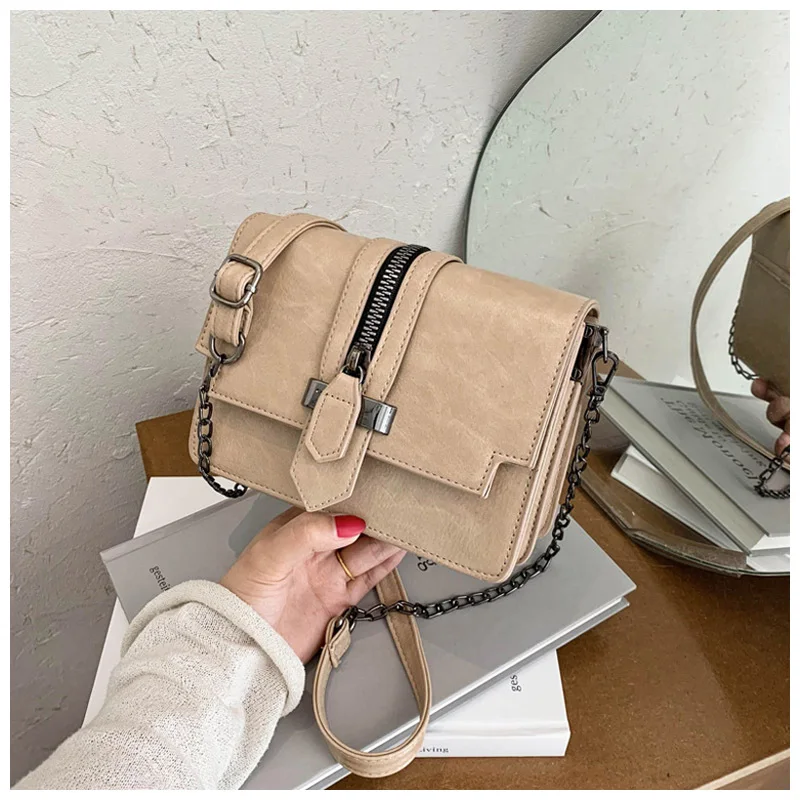 

Zipper Shoulder Bags For Women 2020 Winter New Fashion Ladies Handbags Crossbody Bags Chain Messenger Bag Female Office Lady Bag