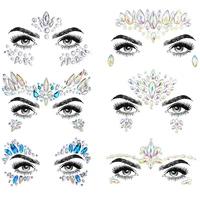 6 sets face jewels festival women mermaid face gems glitter rhinestone crystals face stickers eyes face body temporary tattoos