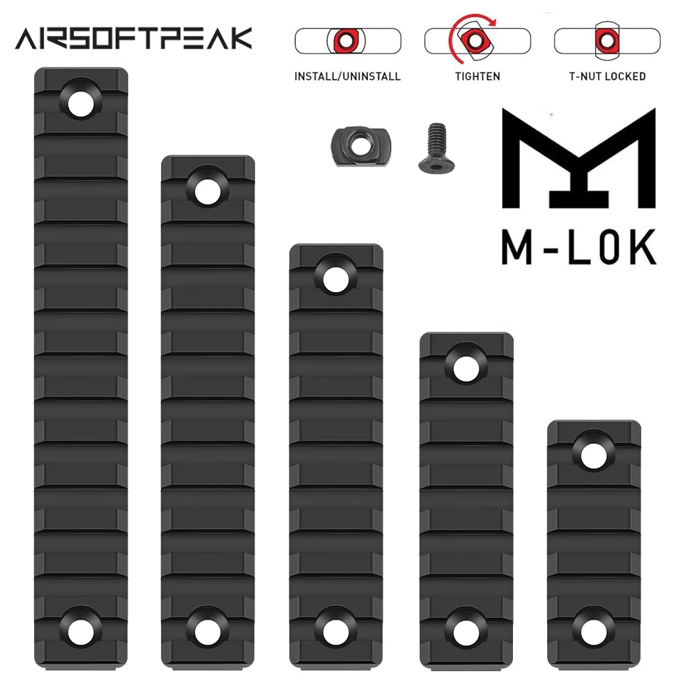 

M-lok Picatinny Rail Tactical 21mm Rifle Scope Mount Aluminum Rails Section Adapter 5 7 9 11 13 Slots Mlok Side Rail System