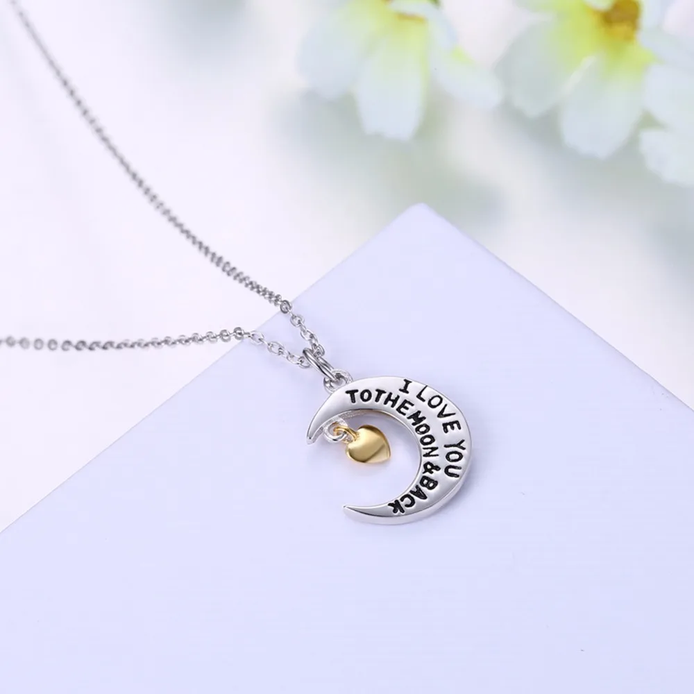 Lekani Moon And Back Trendy Design Gold Heart Pendant Necklace 925 Sterling Silver Fine Jewelry For Women Collares | Украшения и