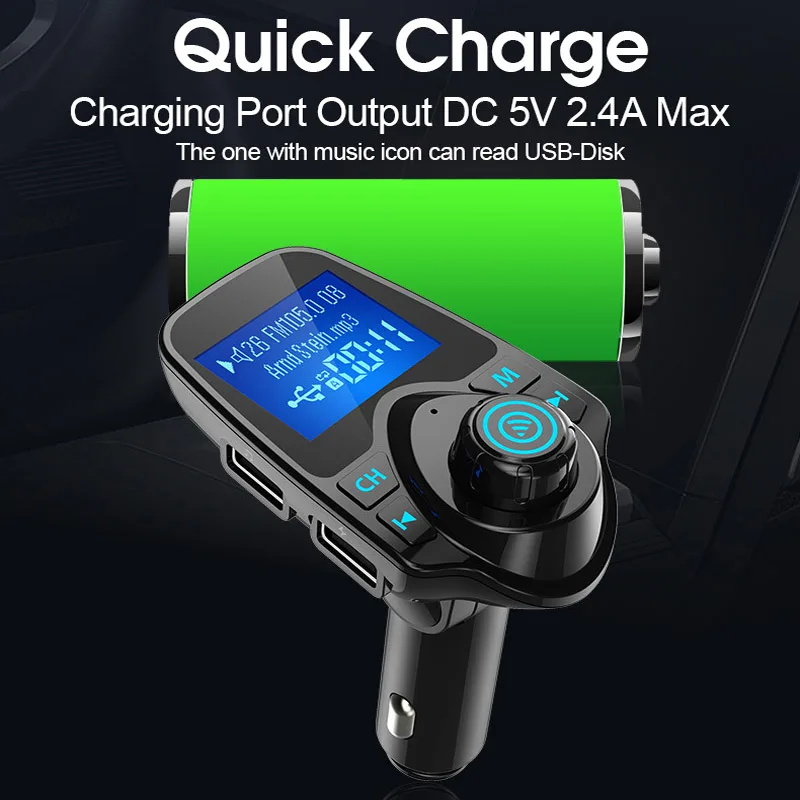 Автомобильный FM-передатчик JaJaBor Bluetooth 5 0 беспроводной MP3-плеер AUX громкая связь