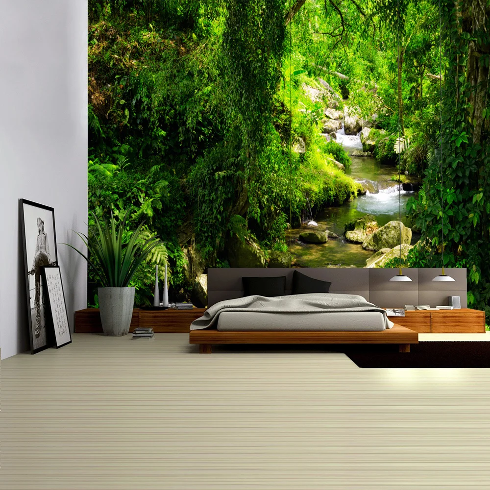 

Forest Stream Tapestry Wall Hanging Sandy Beach Picnic Rug Camping Tent Sleeping Pad Home Decor Bedspread Sheet Cloth