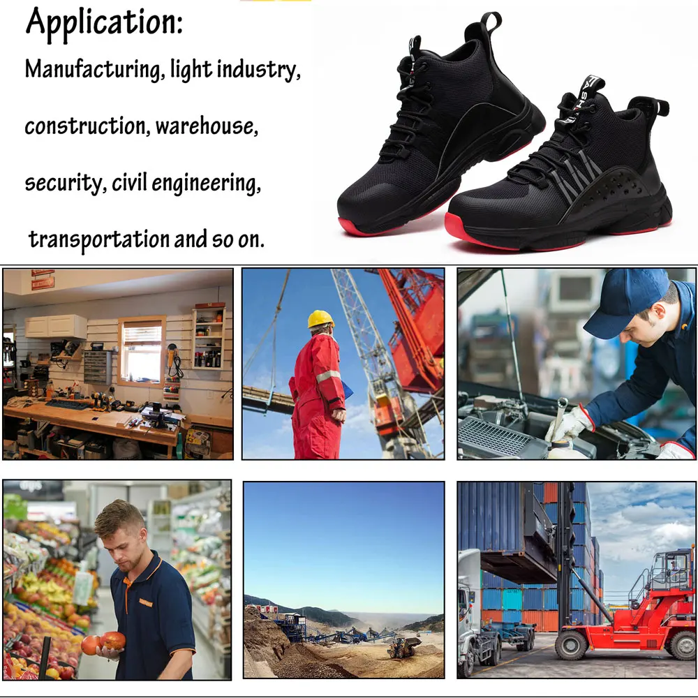 SUADEX New Steel Toe Boots for Men Work Safety Shoes Lightweight Industrial Construction Anti-Slip Tennis Sneakers 40-47 | Обувь