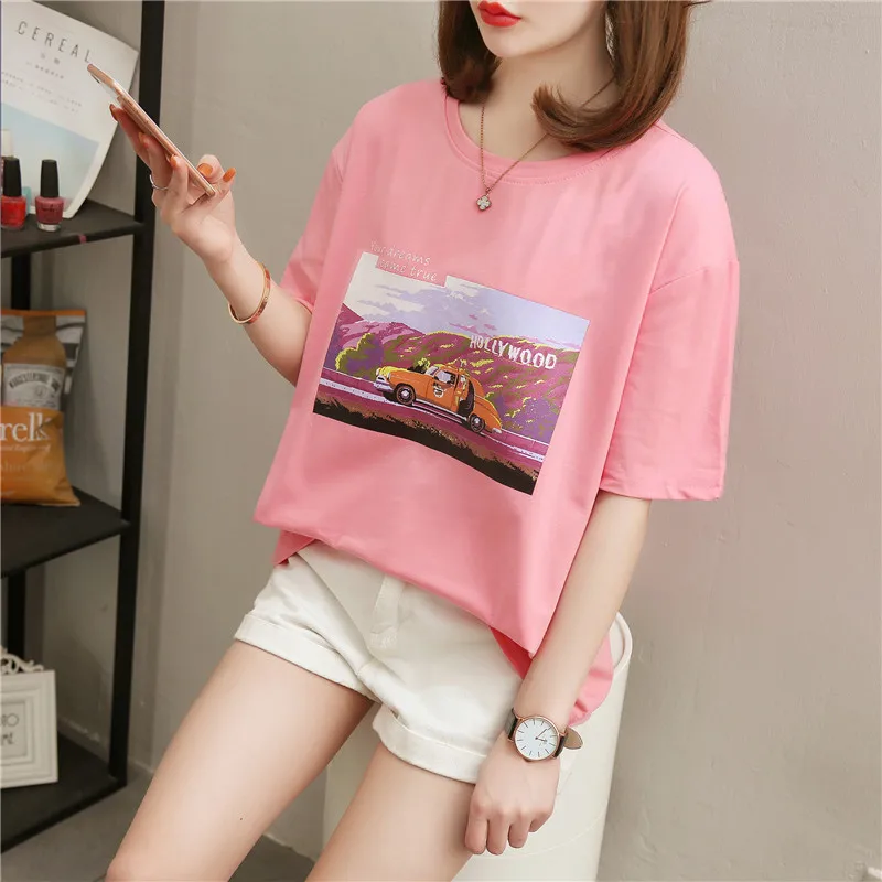 

Short Sleeve T-shirt Women Summer New Korean Version Loose Women Half Sleeved T Shirt Womens Clothing