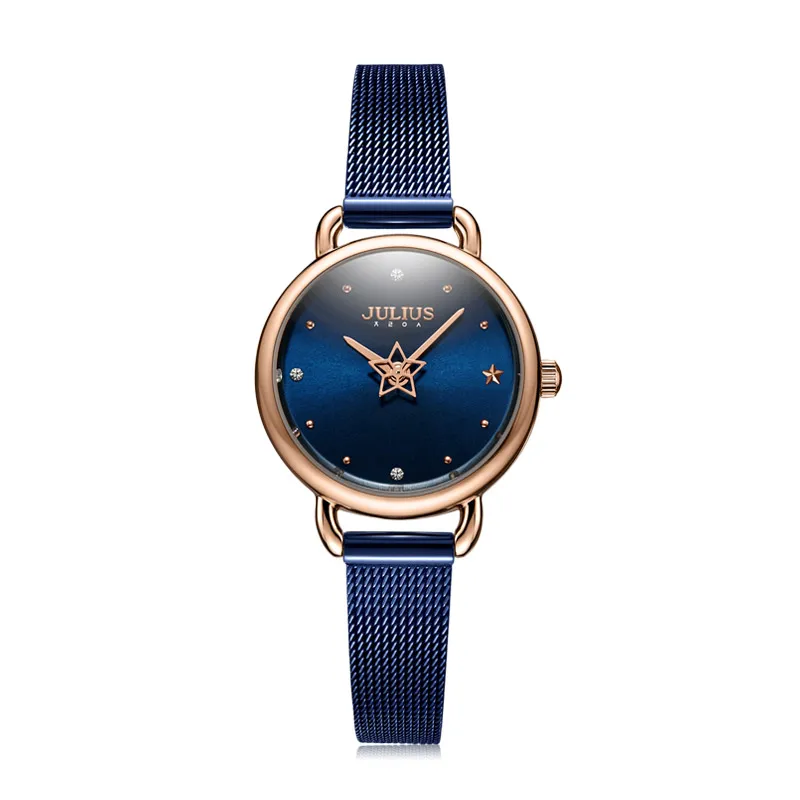 Часы Julius маленькие женские с вращающейся звездой японские модные часы браслетом