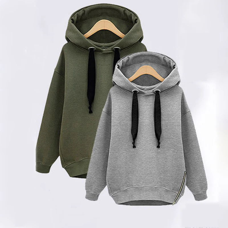 

Winter Warm Autumn Sweatshirts For Women Casual Long Sleeve Pullover Plus Velvet Padded Hoodies Zipper Hoodies Female Top