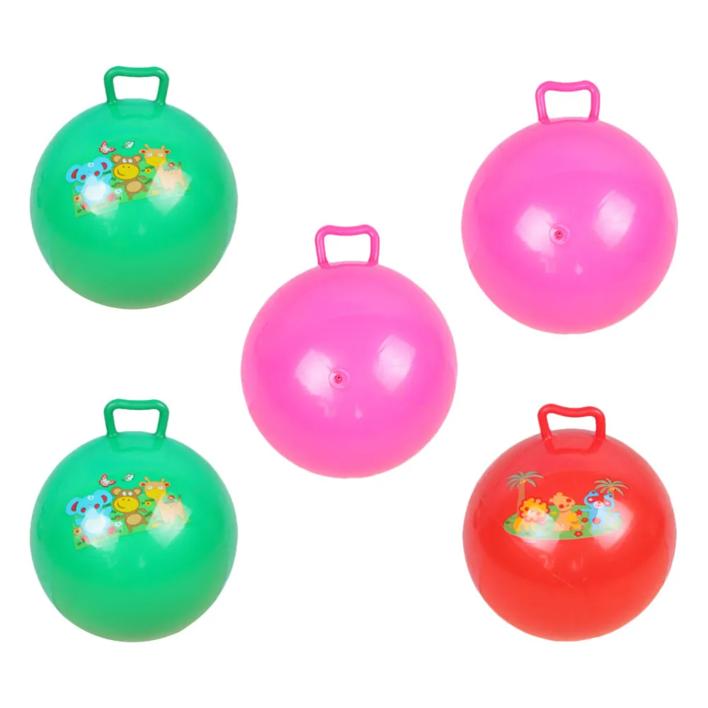 

5pcs Inflatable Toys Creative Cartoon Kids Handle Balls Bouncy Balls