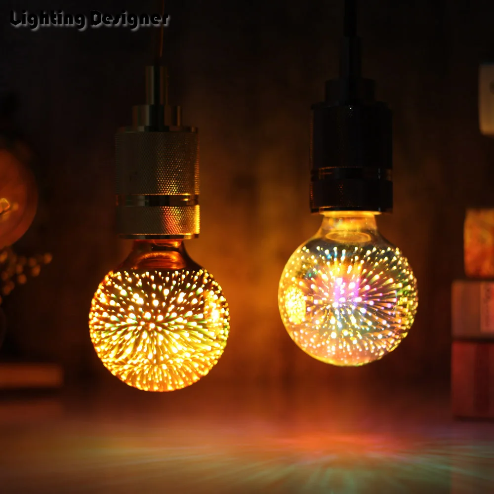 Винтажная светодиодная лампочка IWHD Ampul E27 цветная 3D RGB лампа накаливания для кафе