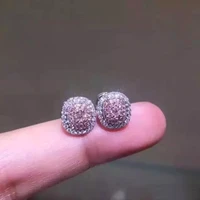 huitan fresh style pink cubic zirconia stud earrings for women ear piercing simple stylish accessories fancy gift trendy jewelry