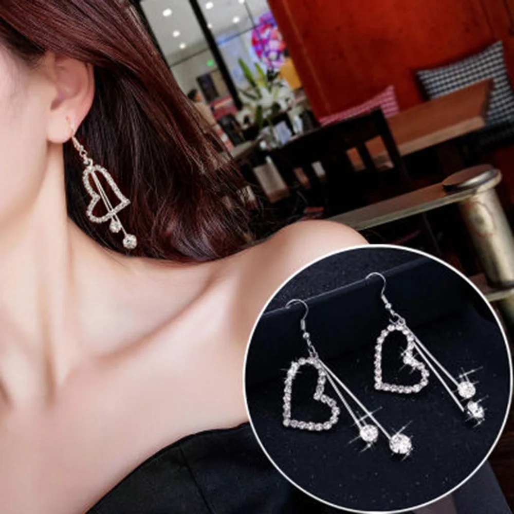 

Women Crystal Shiny Water Dangle Gifts Drop Earrings Full
