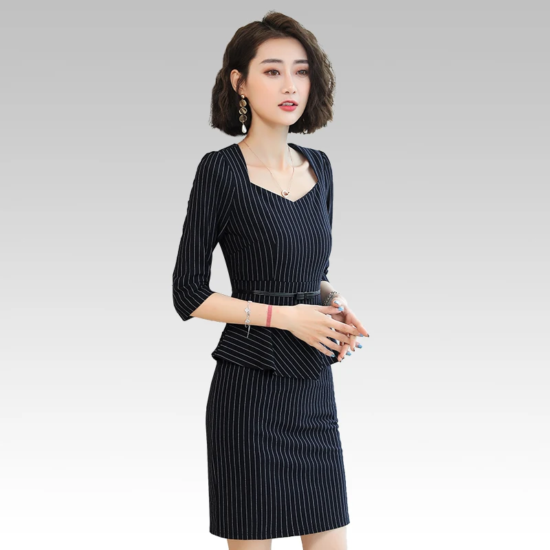 Новинка 2021 Женская весенне летняя рабочая одежда деловая приталенное платье на