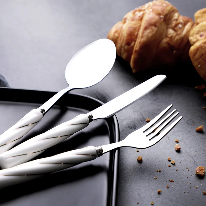 Керамическая посуда из нержавеющей стали набор столовых приборов для стейка