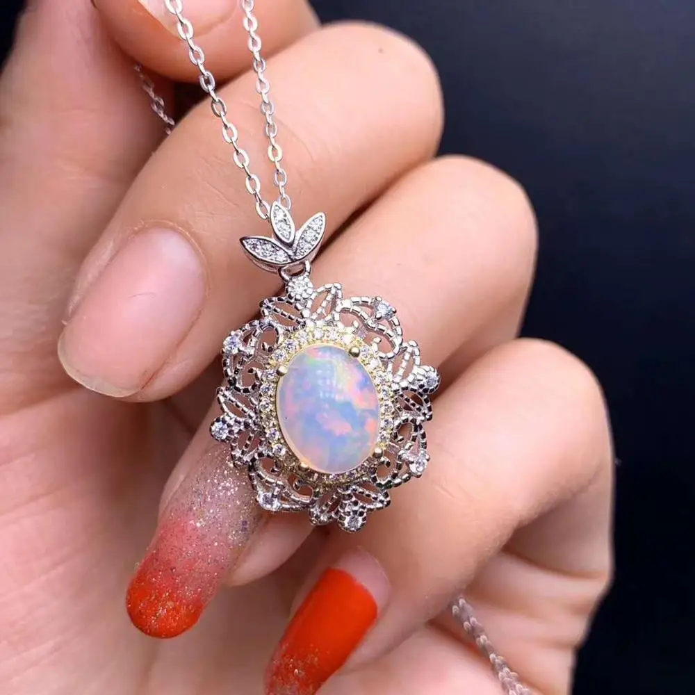 Настоящий натуральный опал комплект ювелирных изделий из натурального 925 пробы