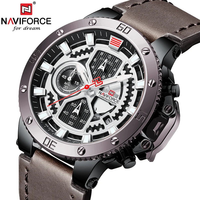 Часы NAVIFORCE мужские деловые кварцевые водонепроницаемые спортивные с