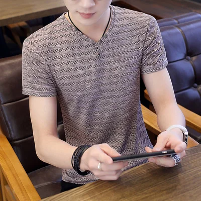

Men's short sleeve t-shirt summer trend handsome casual half sleeve 3528