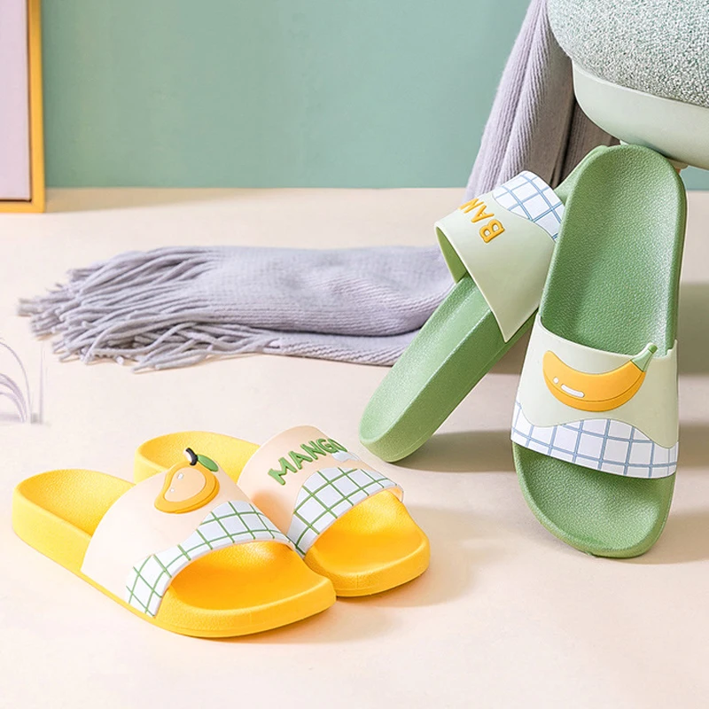 

Cute Fruit Slippers Slides Summer Shoes Bath Home Indoor Slippers Comfy Non-Slip Outdoor Beach Slippers Shoes Women For Couple