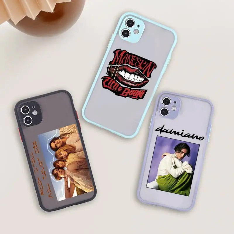 

Maneskin Phone Case For iPhone 12 11 Mini Pro XR XS Max 7 8 Plus X Matte transparent blue Back Cover