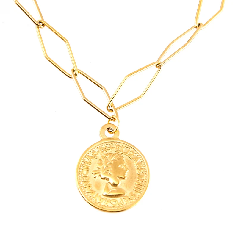 Ожерелье серебряного/золотого цвета из нержавеющей стали с монетами для женщин