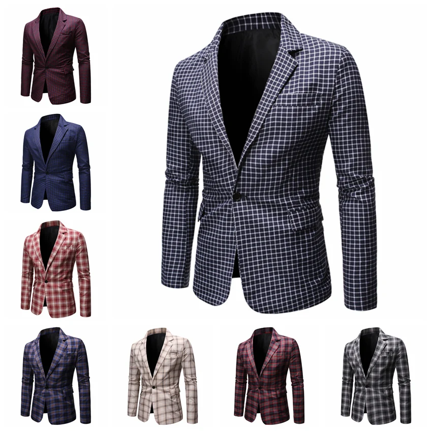 

2021 autumn/winter men's coat + casual suit/men's suit, checked striped jacket, fashion trend, one fit jacket