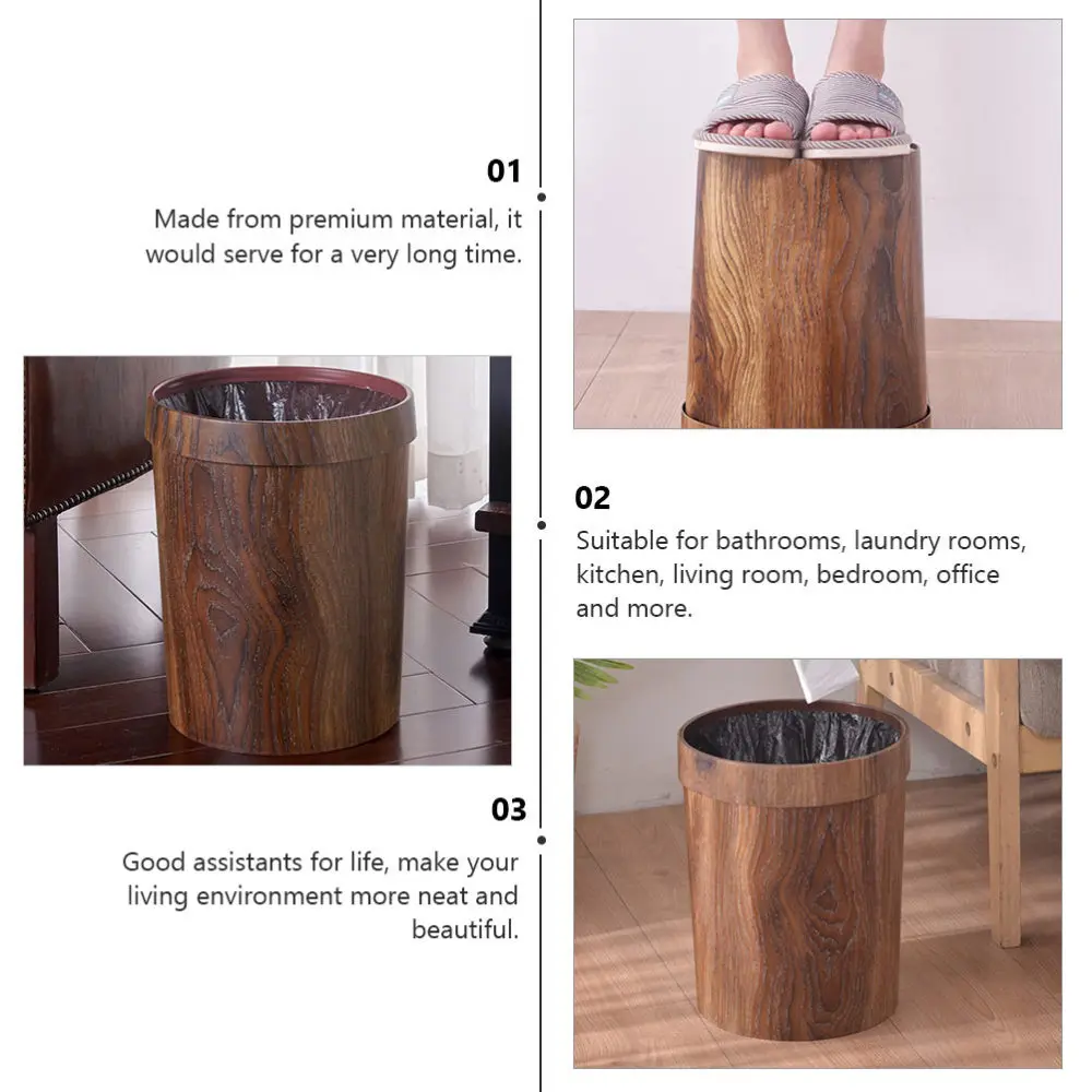 

1Pc Simple Home Trash Can Decoraive Uncovered Waste Holder Random Pattern Style