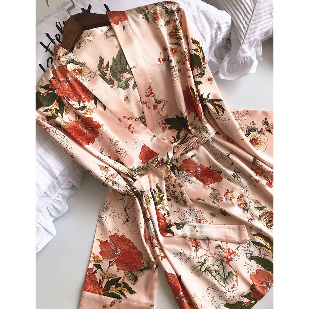 

Silk Robe Set Sleepsuit Women Lace 3pcs Pajamas Gown Set V-Neck Nighties Wear Pijama Home Nightwear Spring Summer Nightdress