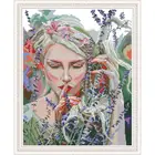 Набор для вышивки крестиком 14 карат, для прослушивания, тишина, девушка, женщина и лаванда, ручная работа, домашний декор