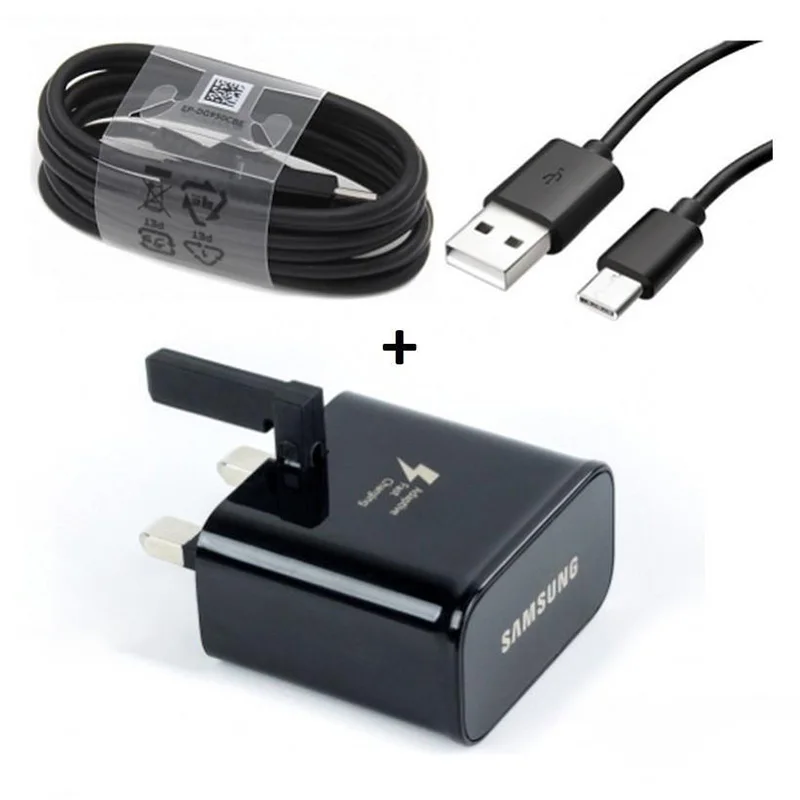 

Samsung UK Plug Fast Charger Travel Adapter and Type C Cable for Samsung Galaxy S10 S8 S9 Plus A30 A50 A70 Note 7 8 9
