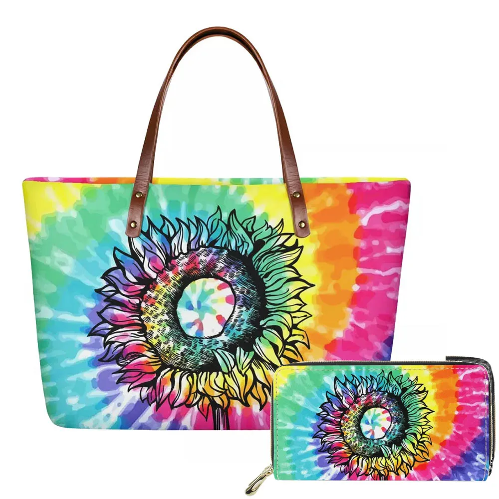 

HYCOOL красочные женские сумки через плечо с принтом подсолнуха и краской, роскошные брендовые сумки, большие женские сумки-тоут с верхней руч...
