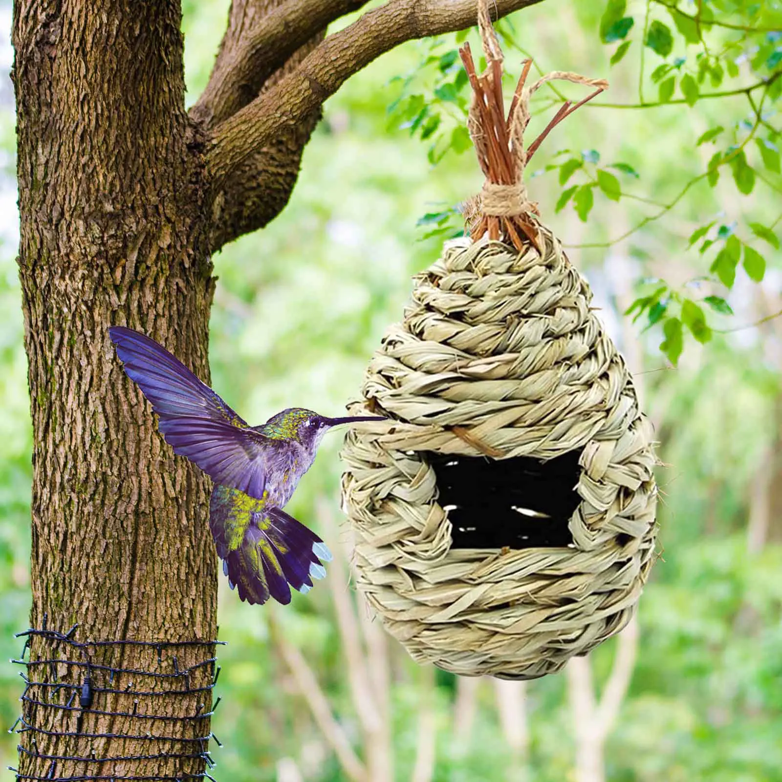 

Birds Nest Bird Cage Natural Grass Egg Cage Bird House Outdoor Decorative Weaved Hanging Parrot Nest Houses Pet Bedroom