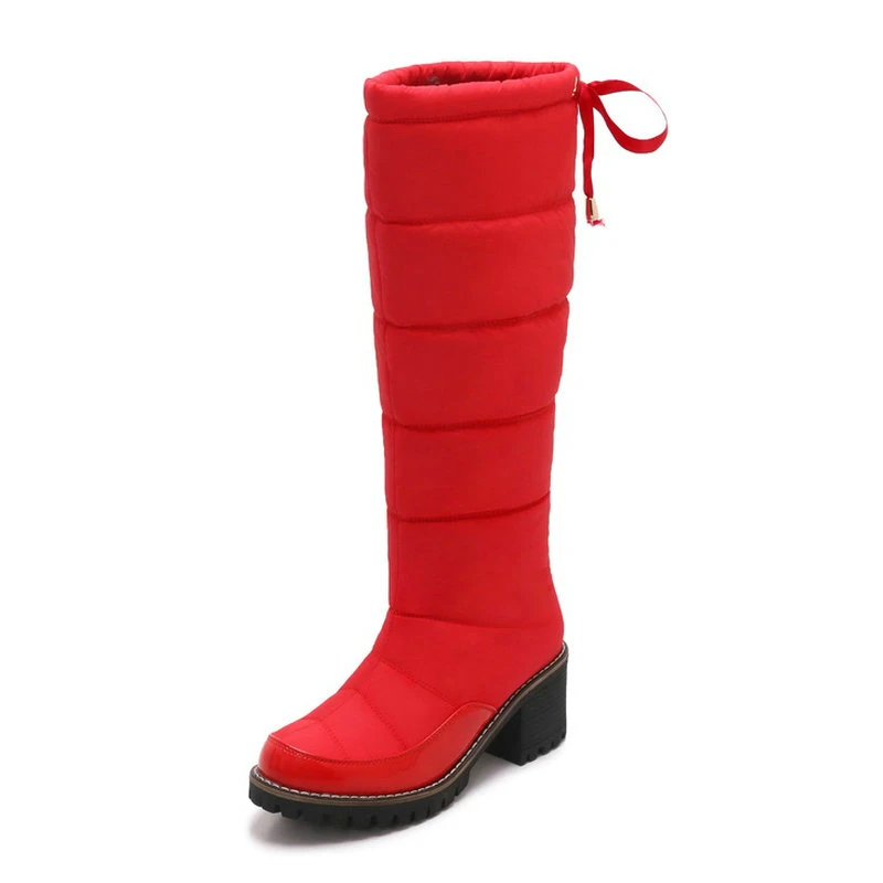

High Quality Women Snow Boots Fashion Rubber Non Slip Soles Knee High Winter Women Warm Shoes Plush Slip-on Women's High Boots
